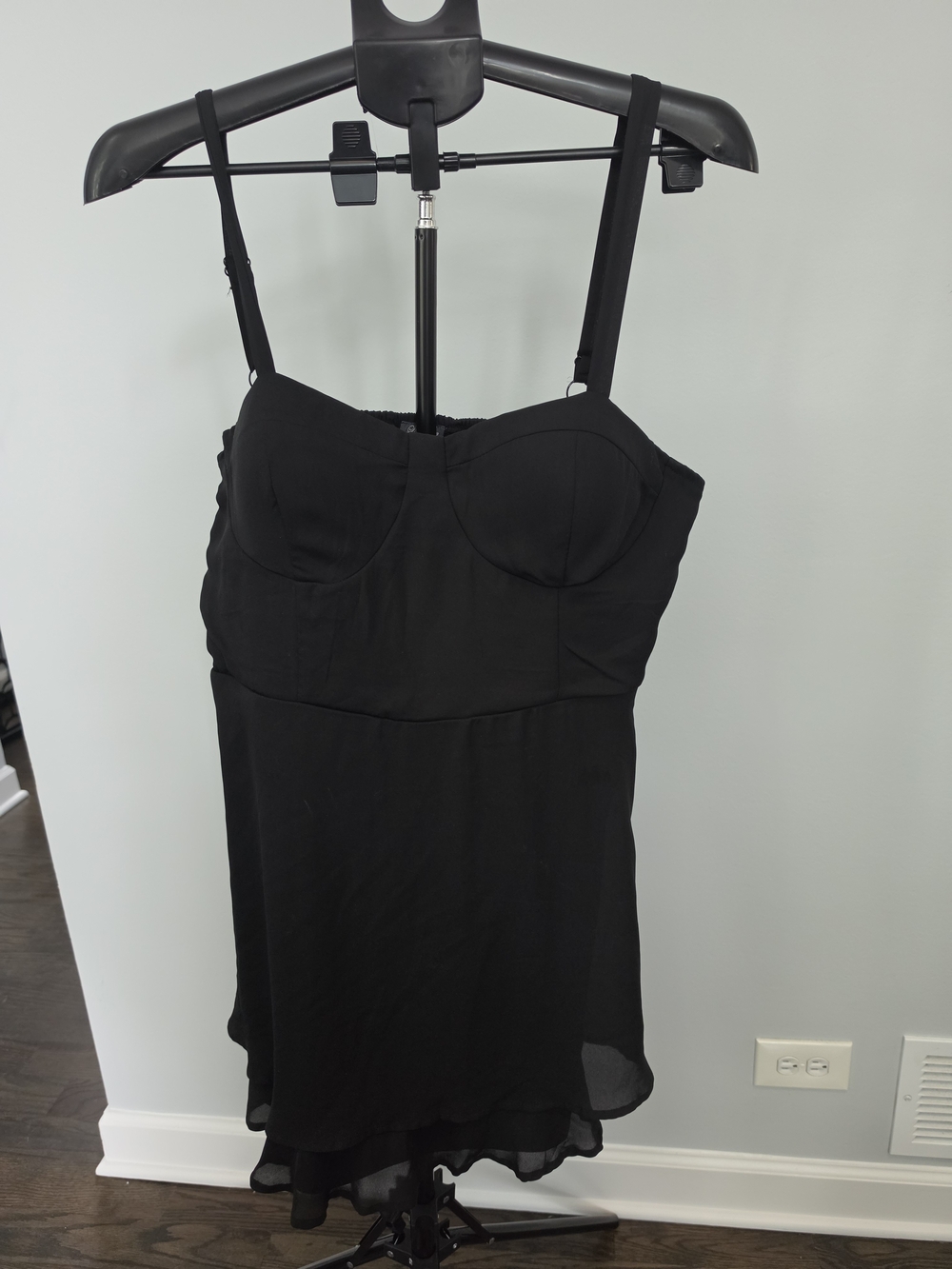 Lily Rose Black Bustier Mini Dress with Sheer Skirt
